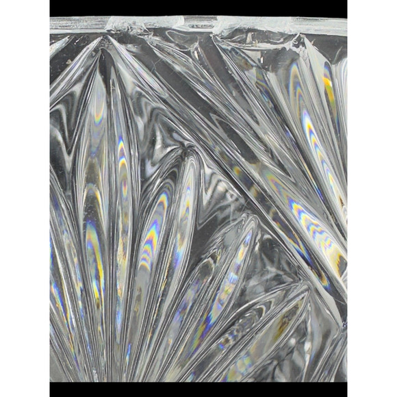 Vintage Irish Pressed Crystal Clear Glass Goblet Form Vase Pineapple Pattern - Picture 12 of 16